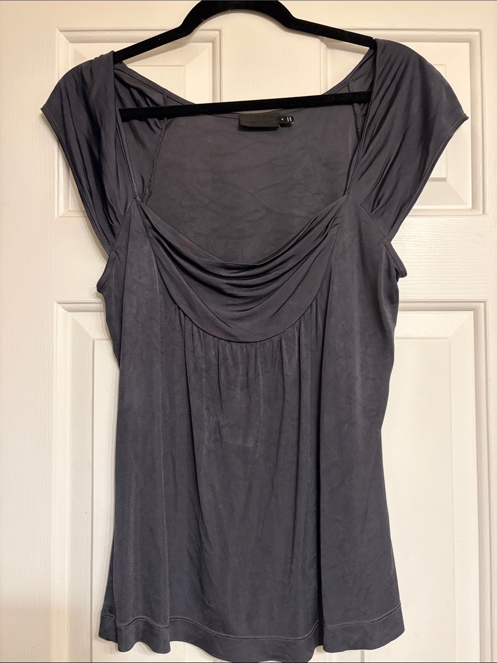 Vintage The Limited Gray Draped Neck Cap-Sleeve Top